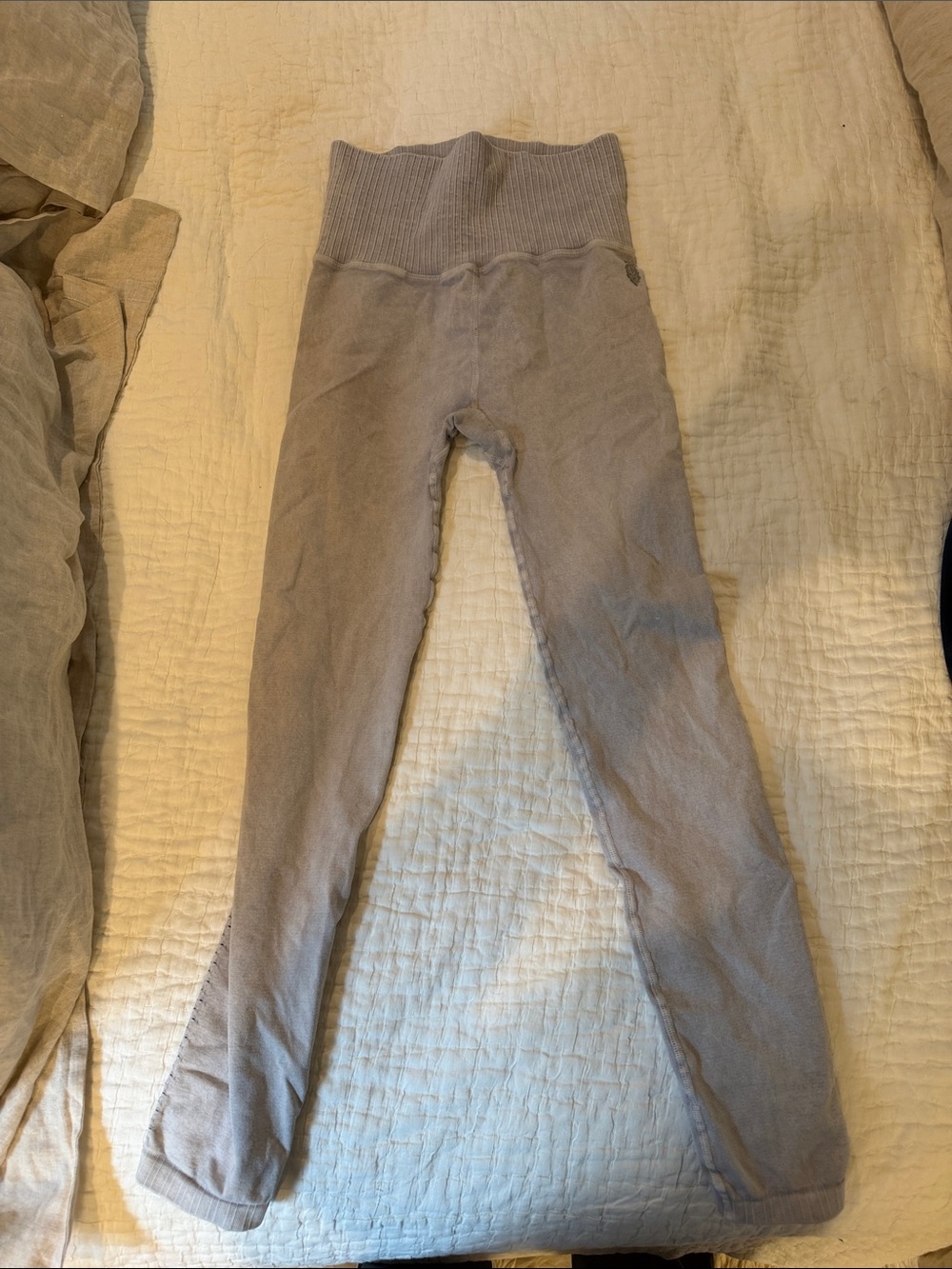 FP Movement by Free People Light Gray Ribbed Waist Leggings